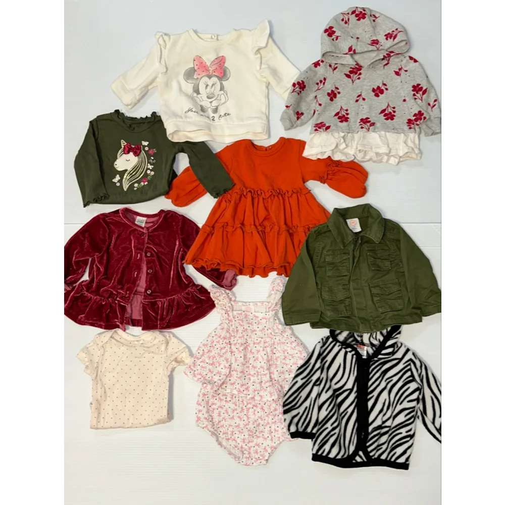 Lot of 10 Items Baby Girl Mixed Brands Bundle 0-3 Months Multi-color